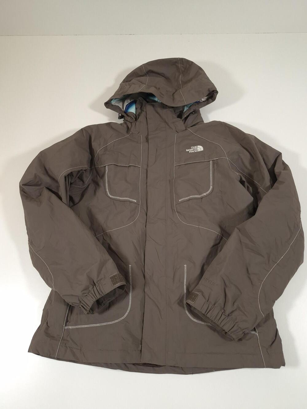 The North Face Jacket Womens Medium Brown HyVent Hooded Waterproof Rain Coat